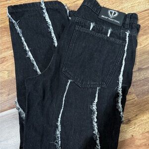Dead Than Cool Men's Black Distressed Jeans
